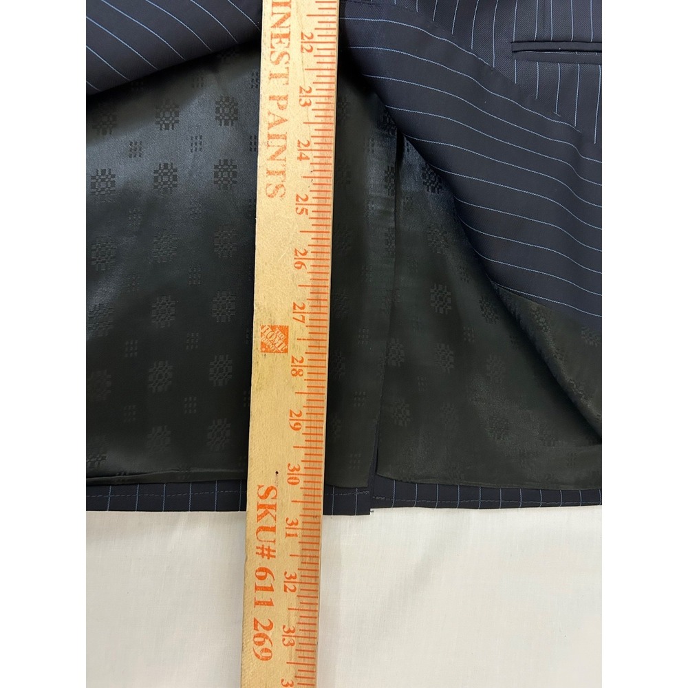 Nick Lopez Navy Blue Wool Pinstripe Pleated 2-Bt Suit Size 44R - Picture 3 of 16